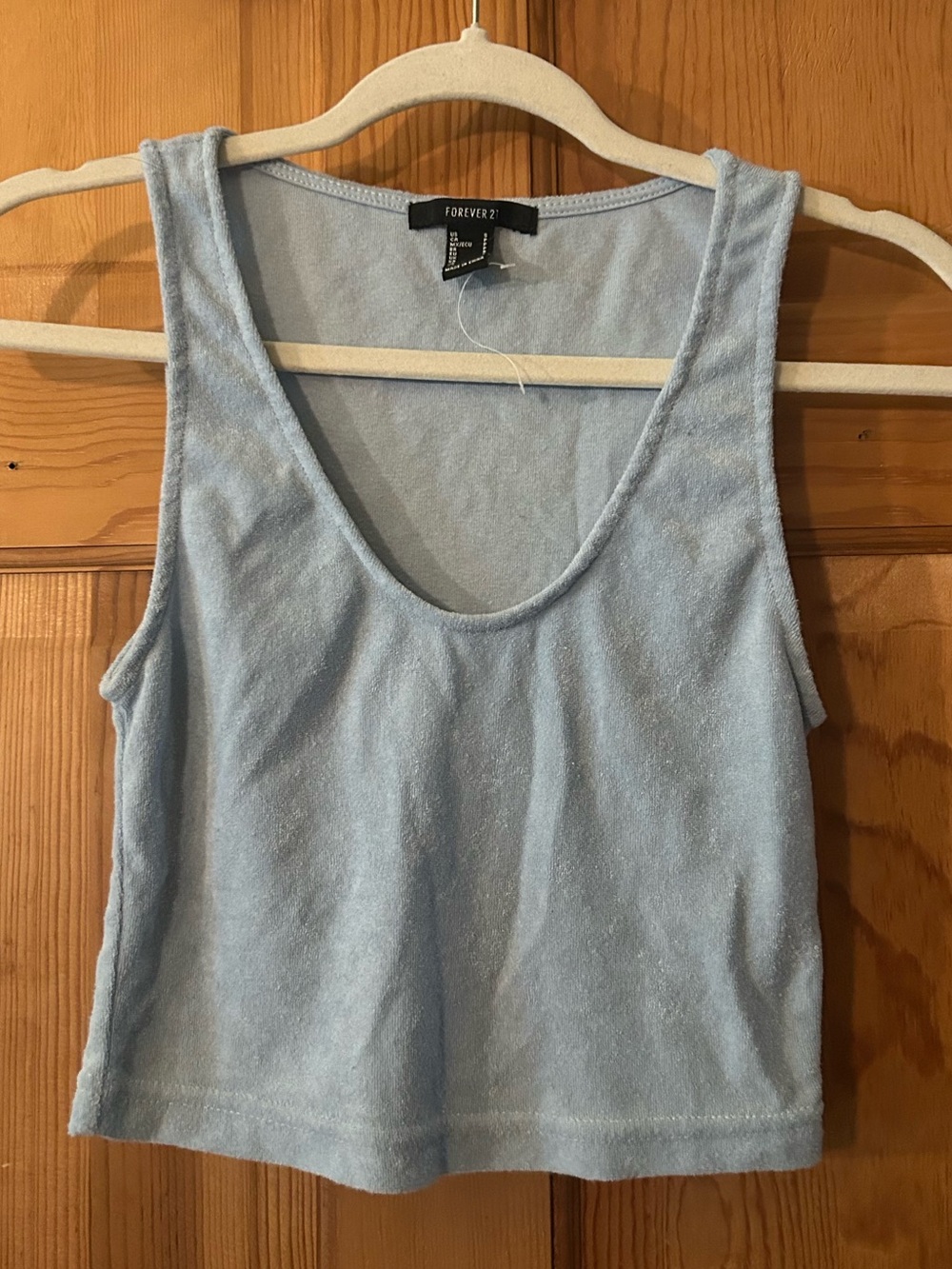 Forever 21 Baby Blue Terry Cropped Tank